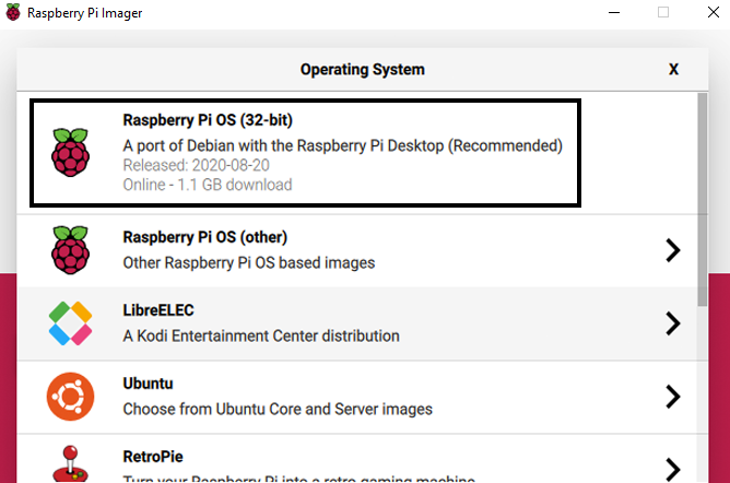 Raspberry Pi Imager in windows